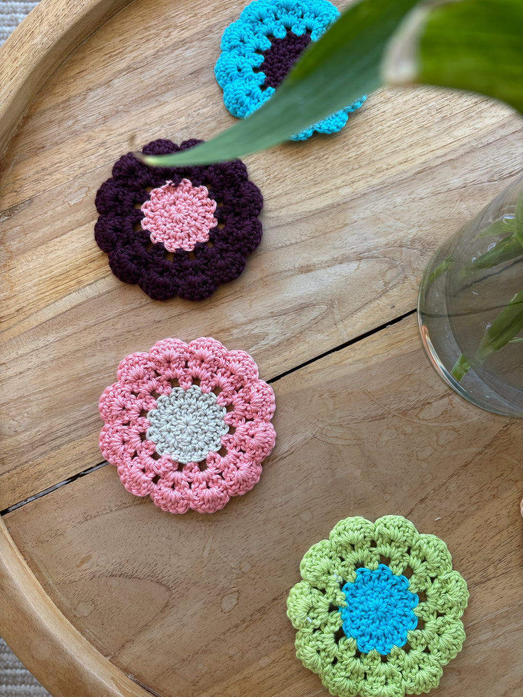 Set de seis paños de ganchillo FLOR