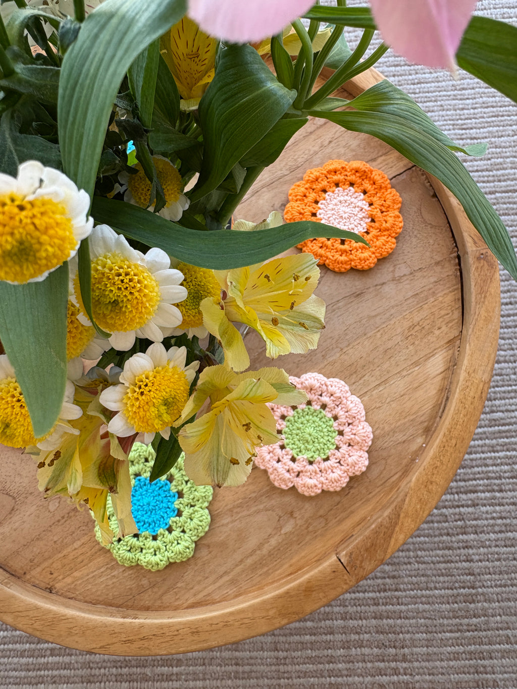 Set de seis paños de ganchillo FLOR