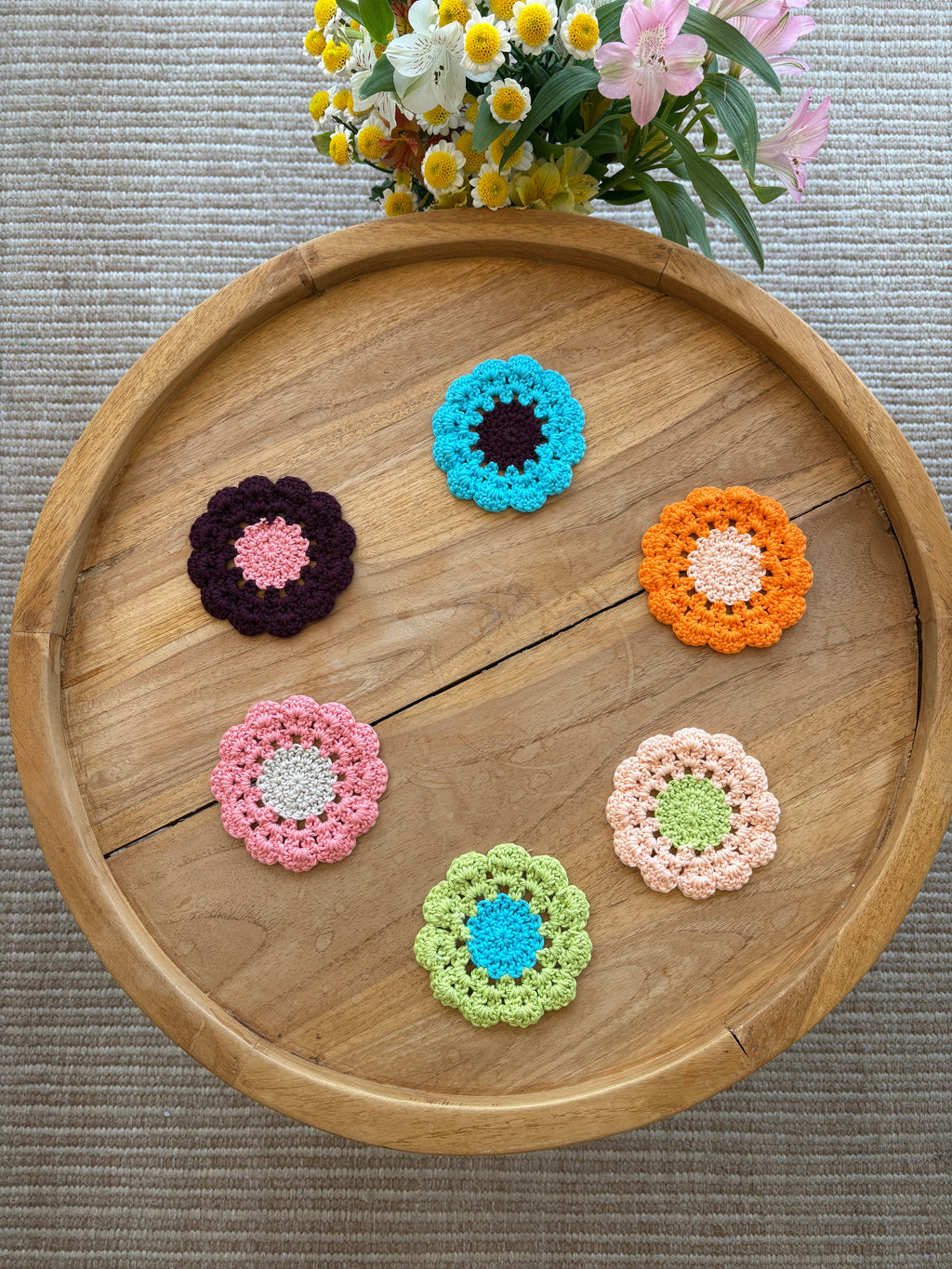 Set de seis paños de ganchillo FLOR