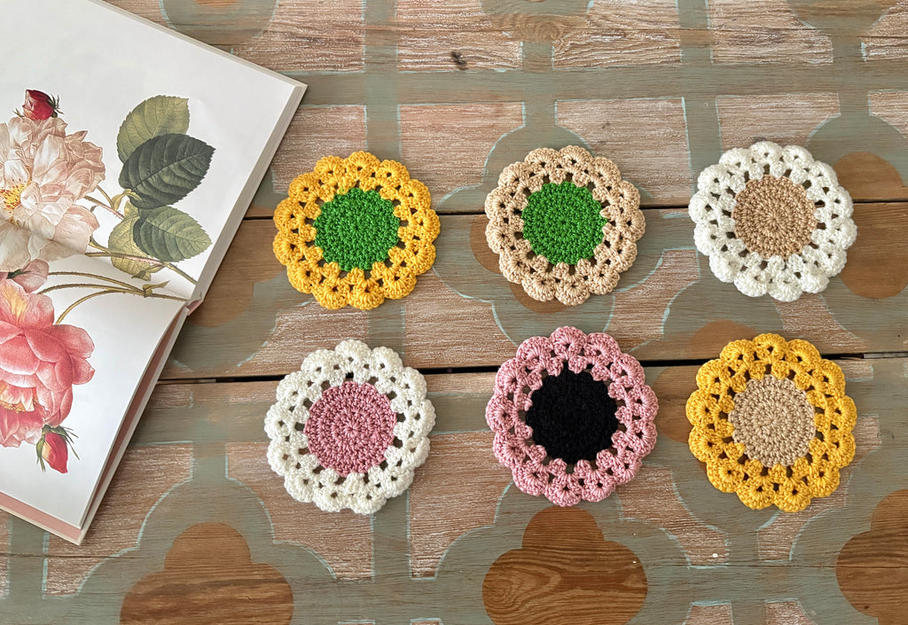 Set de seis paños de ganchillo FLOR
