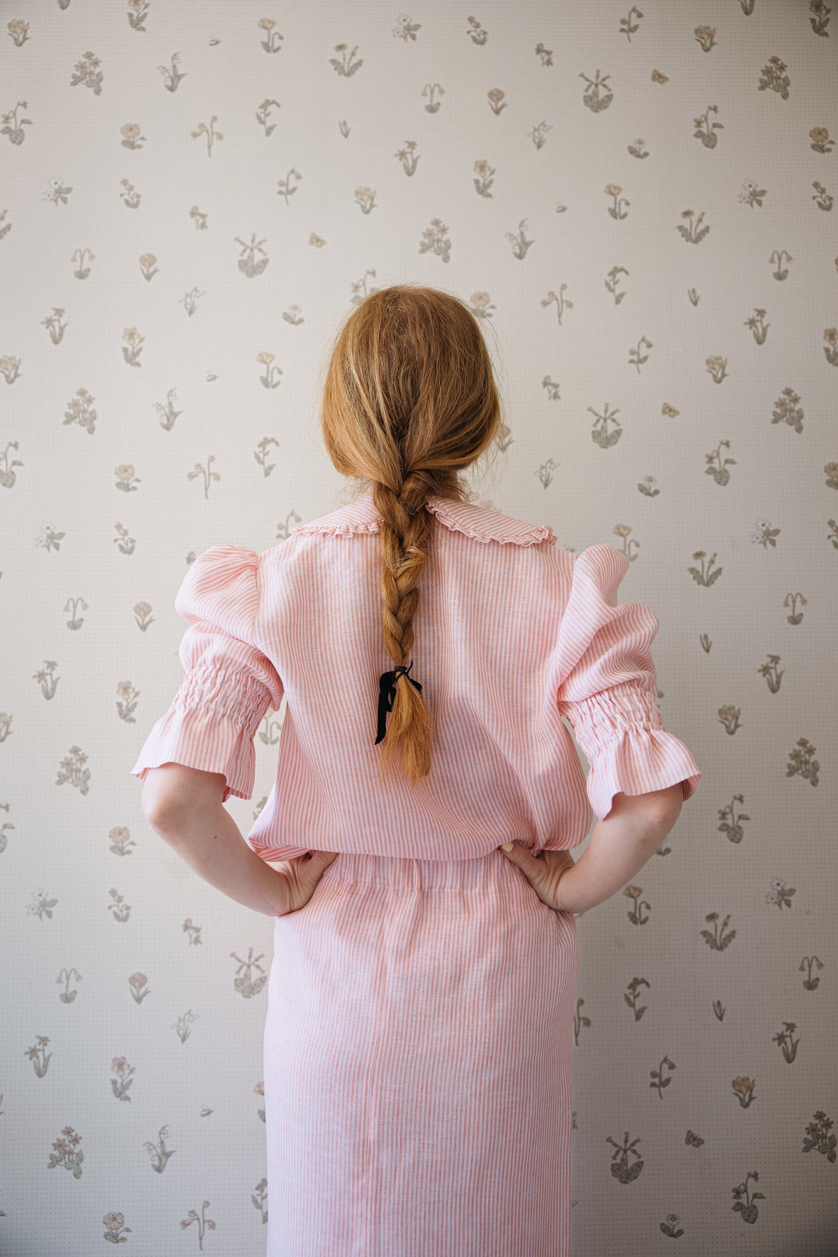 Camisa Luchi jaretas rayas coral